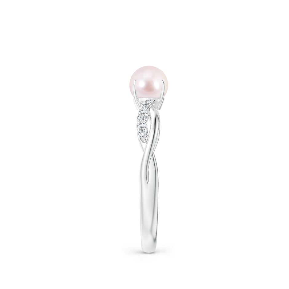 5mm AAAA Japanese Akoya Pearl Twist Shank Ring with Diamonds in P950 Platinum side 2