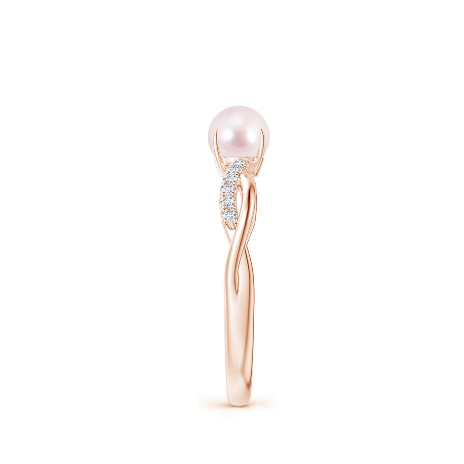 5mm AAAA Japanese Akoya Pearl Twist Shank Ring with Diamonds in Rose Gold side 2