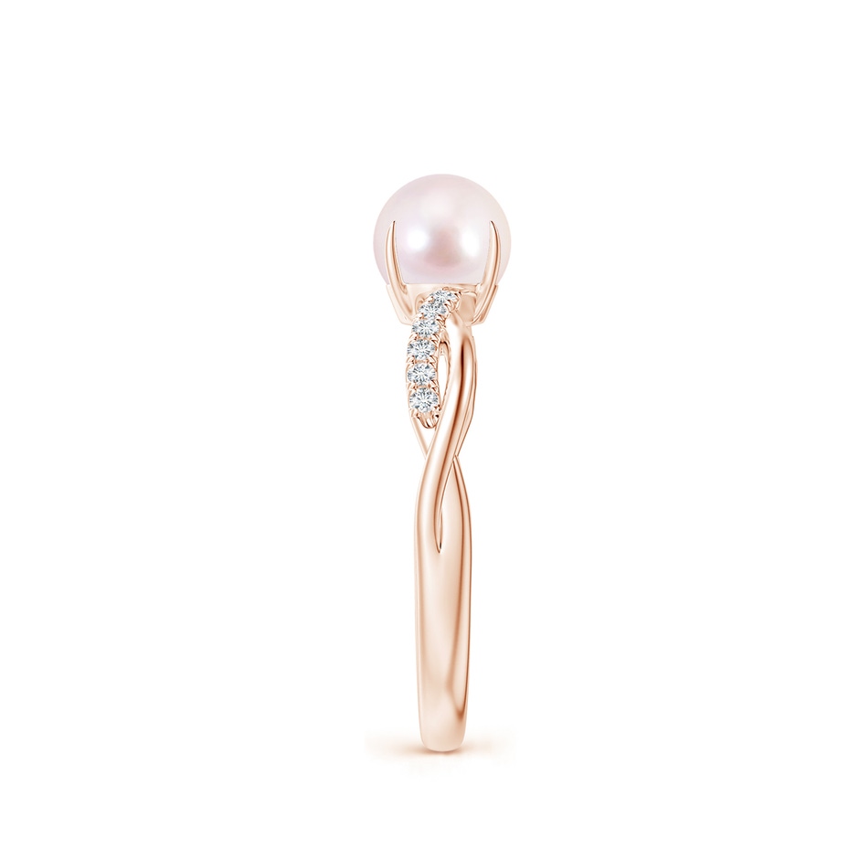 6mm AAAA Japanese Akoya Pearl Twist Shank Ring with Diamonds in Rose Gold side 2