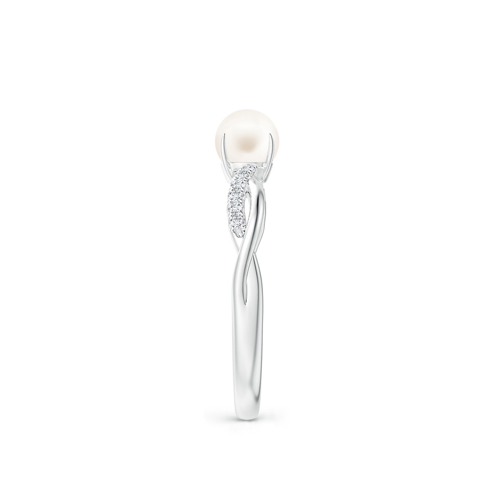 5mm AA Freshwater Pearl Twist Shank Ring with Diamonds in P950 Platinum side 2