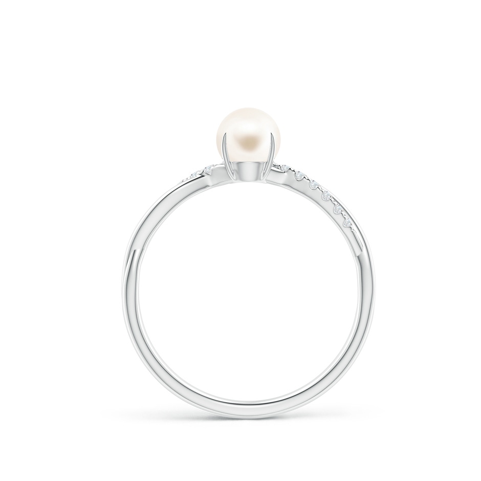 5mm AAA Freshwater Pearl Twist Shank Ring with Diamonds in P950 Platinum side 1