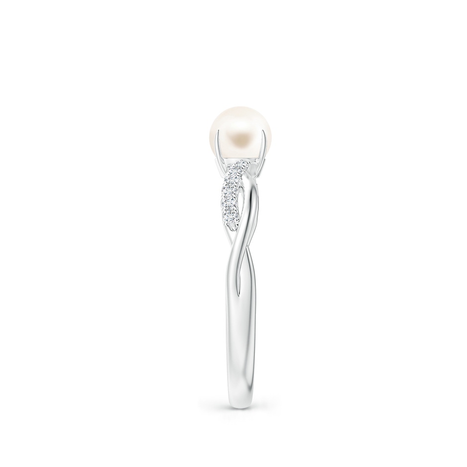 5mm AAA Freshwater Pearl Twist Shank Ring with Diamonds in P950 Platinum side 2