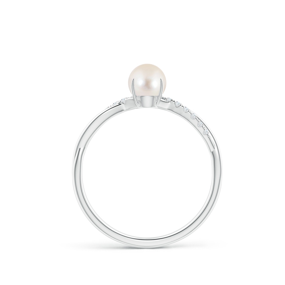 5mm AAAA Freshwater Pearl Twist Shank Ring with Diamonds in P950 Platinum side 1