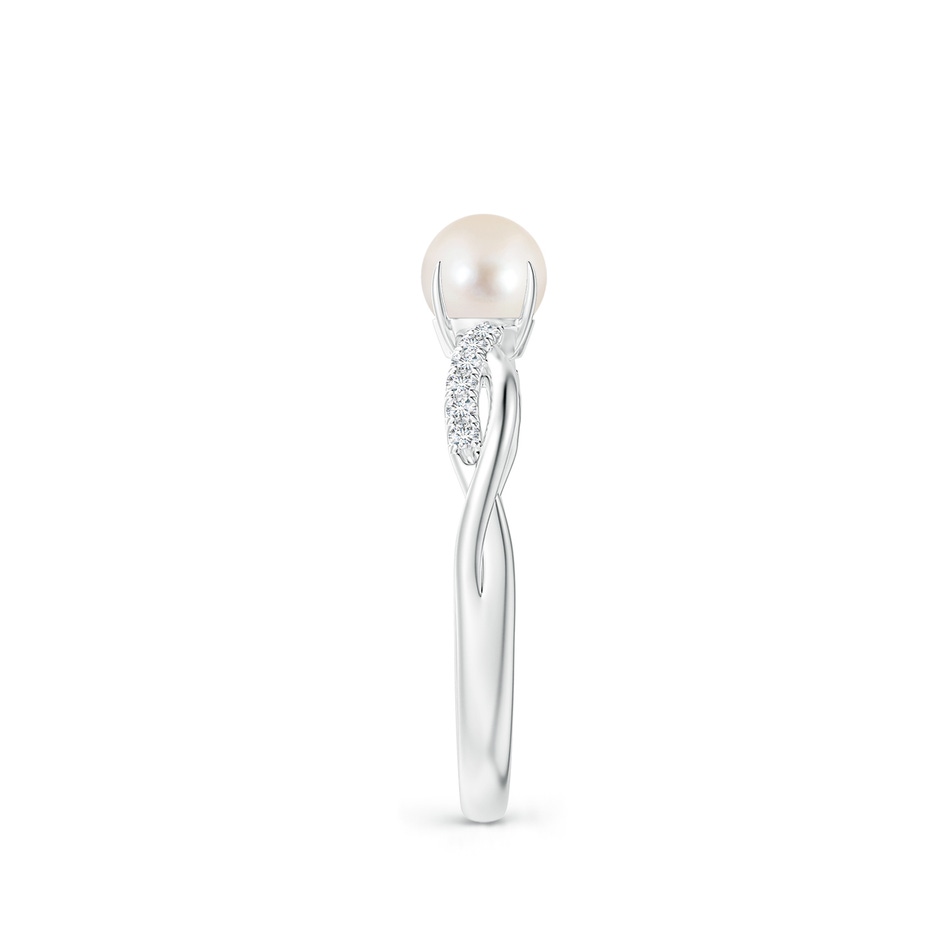 5mm AAAA Freshwater Pearl Twist Shank Ring with Diamonds in P950 Platinum side 2