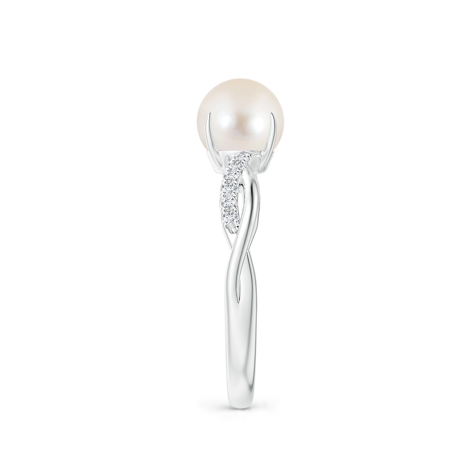 7mm AAAA Freshwater Pearl Twist Shank Ring with Diamonds in P950 Platinum side 2