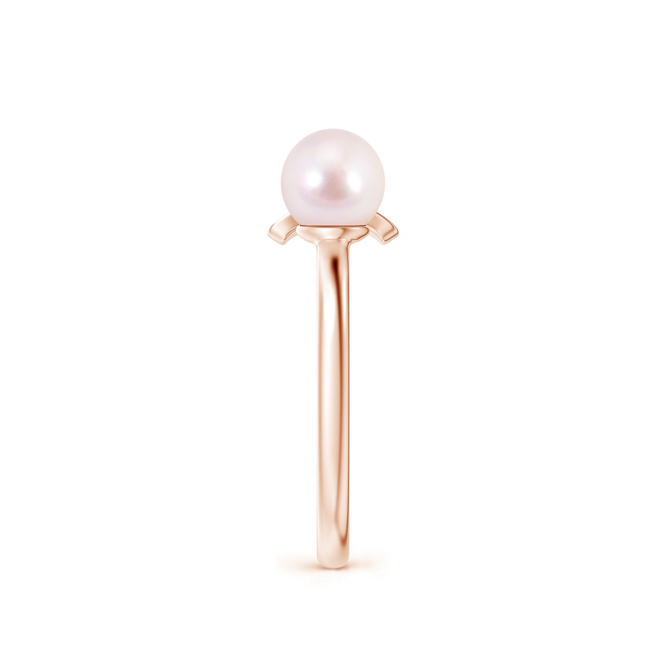 6mm AAAA Japanese Akoya Pearl and Diamond Bar Ring in Rose Gold side 2