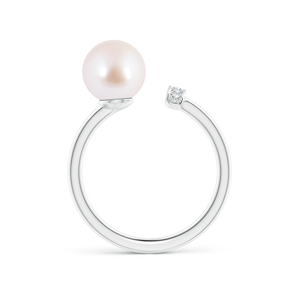 8mm AAA Japanese Akoya Pearl and Diamond Bar Ring in White Gold side 1