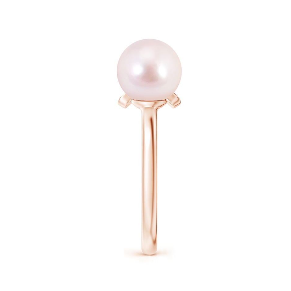 8mm AAAA Japanese Akoya Pearl and Diamond Bar Ring in Rose Gold side 2