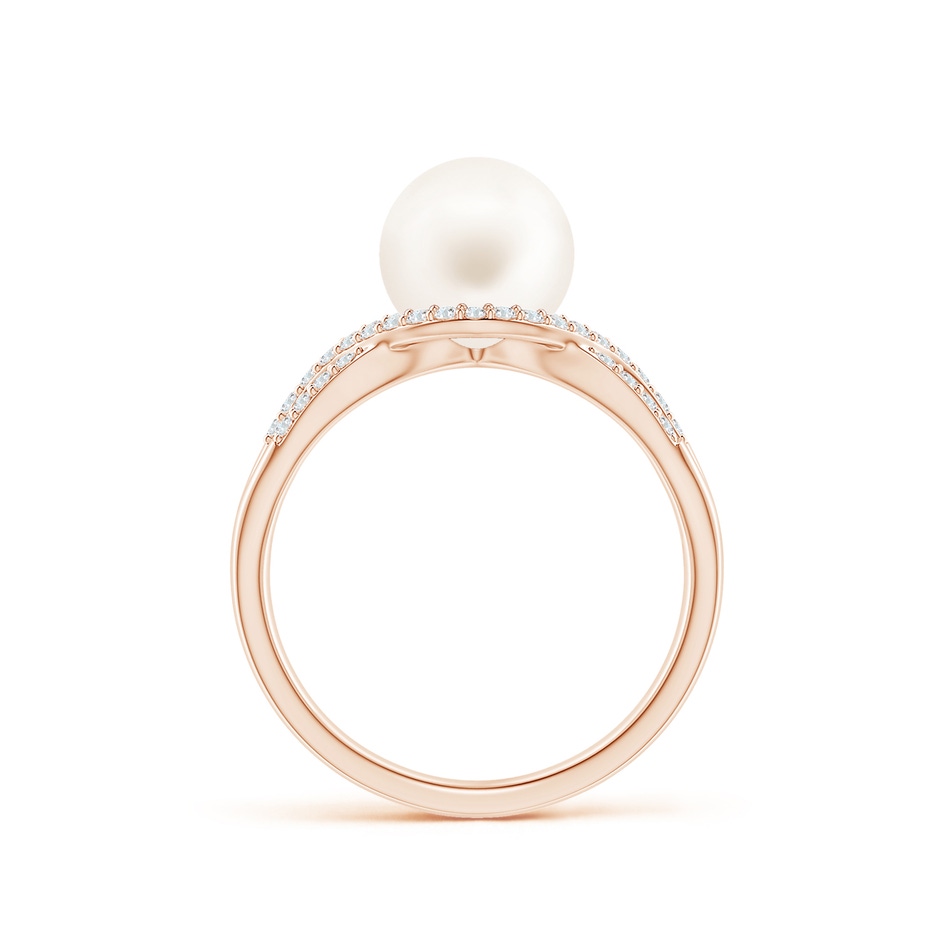 8mm AA Freshwater Pearl Criss-Cross Shank Ring in Rose Gold side 1