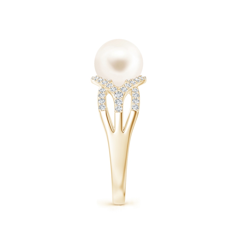 8mm AAA Freshwater Pearl Criss-Cross Shank Ring in Yellow Gold side 2