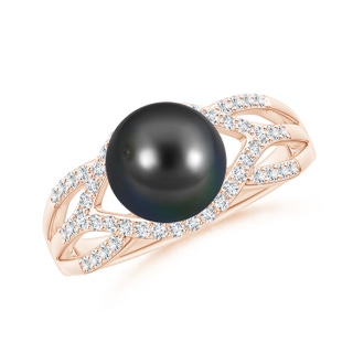 8mm AA Tahitian Pearl Criss-Cross Shank Ring in Rose Gold