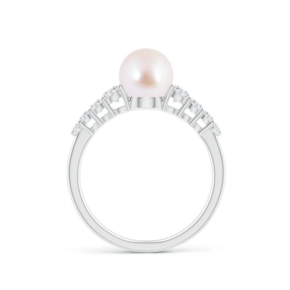 7mm AAA Japanese Akoya Pearl Ring with Graduated Diamonds in White Gold side 1