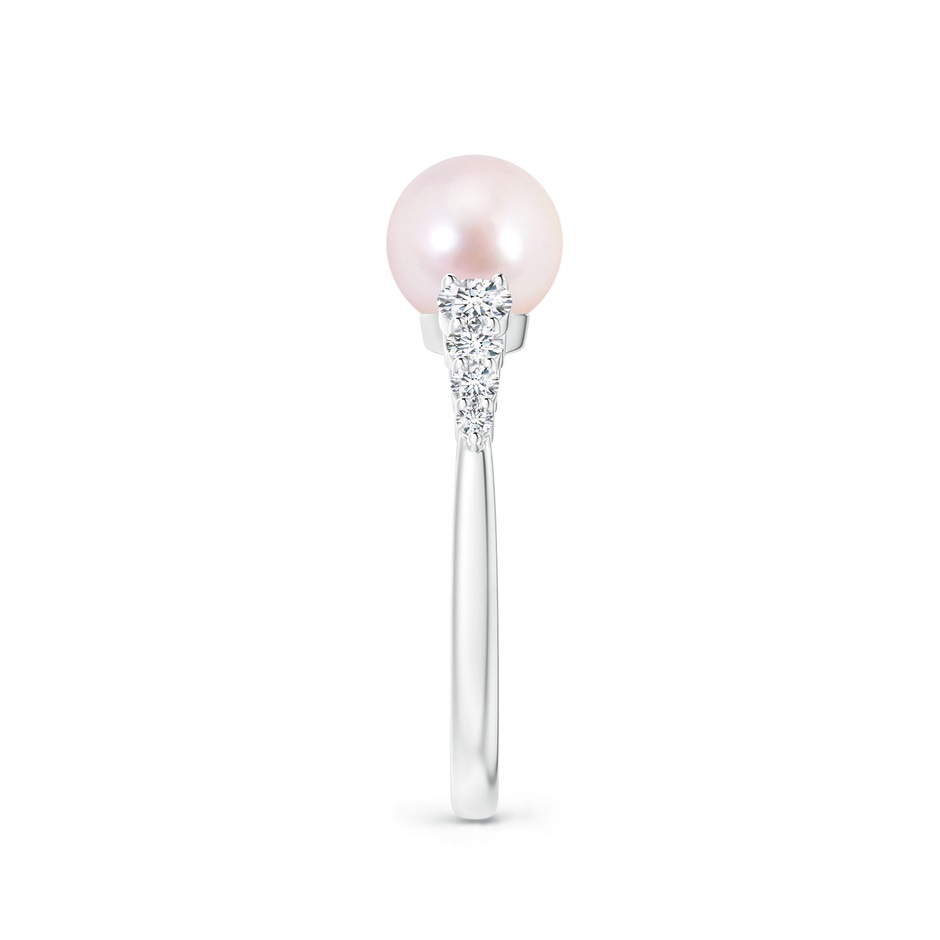 7mm AAAA Japanese Akoya Pearl Ring with Graduated Diamonds in P950 Platinum side 2