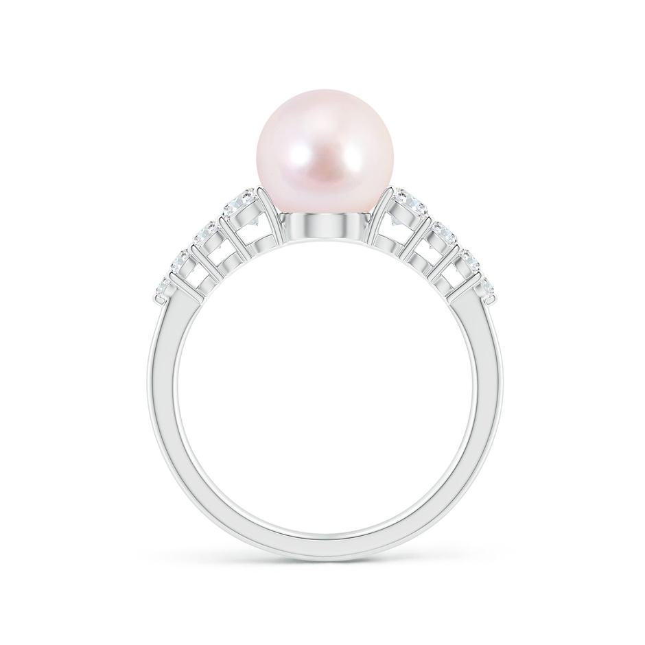 8mm AAAA Japanese Akoya Pearl Ring with Graduated Diamonds in White Gold side 1