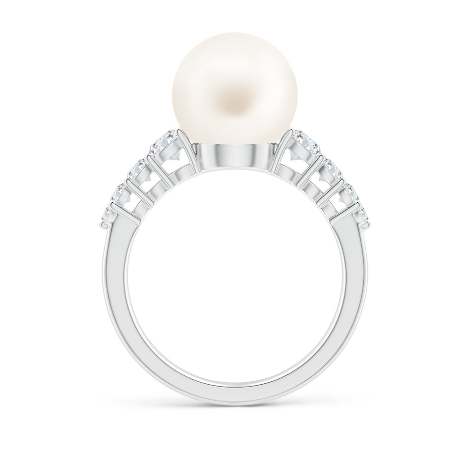 10mm AA Freshwater Pearl Ring with Graduated Diamonds in White Gold side 1
