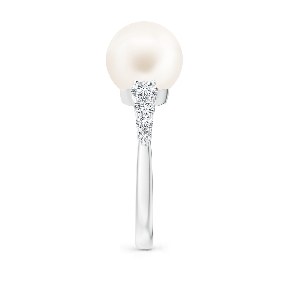 10mm AA Freshwater Pearl Ring with Graduated Diamonds in White Gold side 2