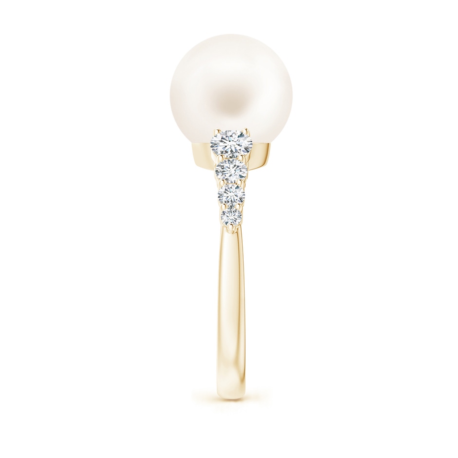 10mm AA Freshwater Pearl Ring with Graduated Diamonds in Yellow Gold side 2