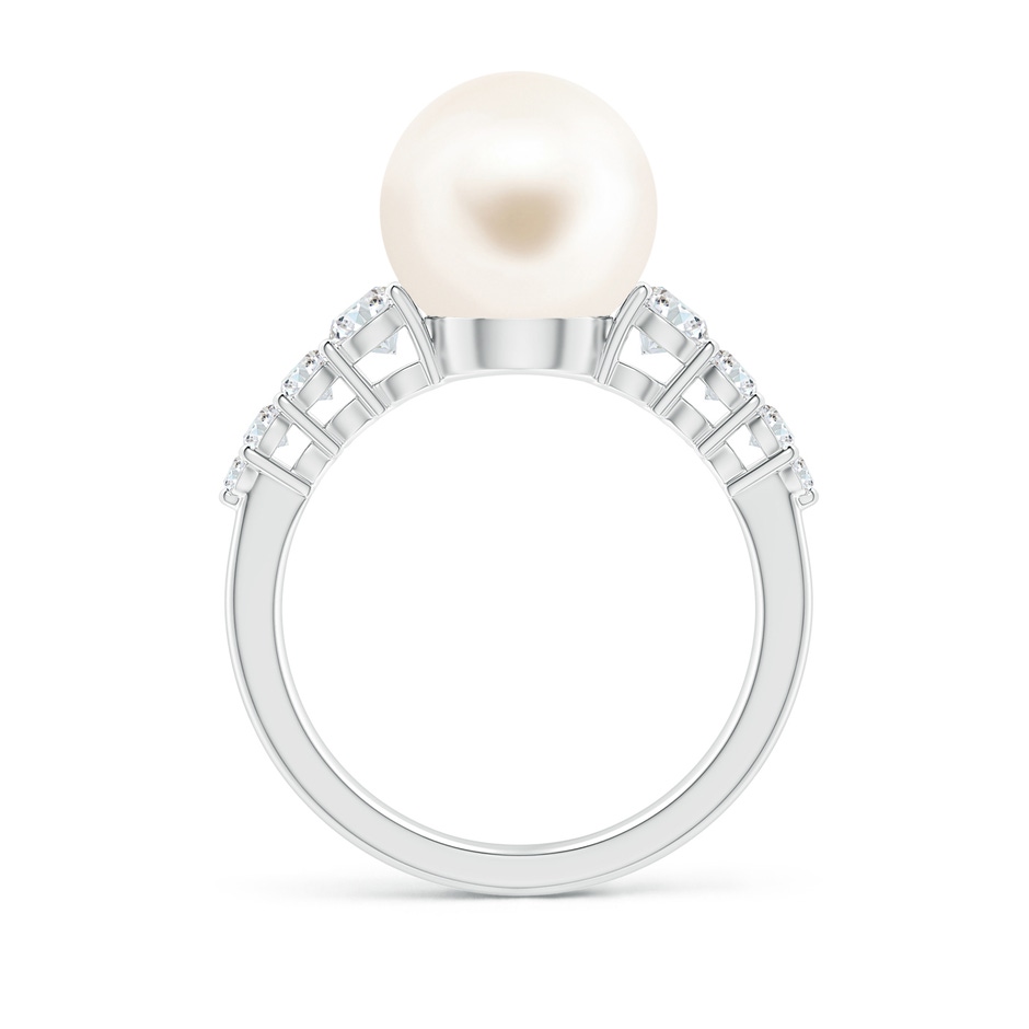 10mm AAA Freshwater Pearl Ring with Graduated Diamonds in P950 Platinum side 1