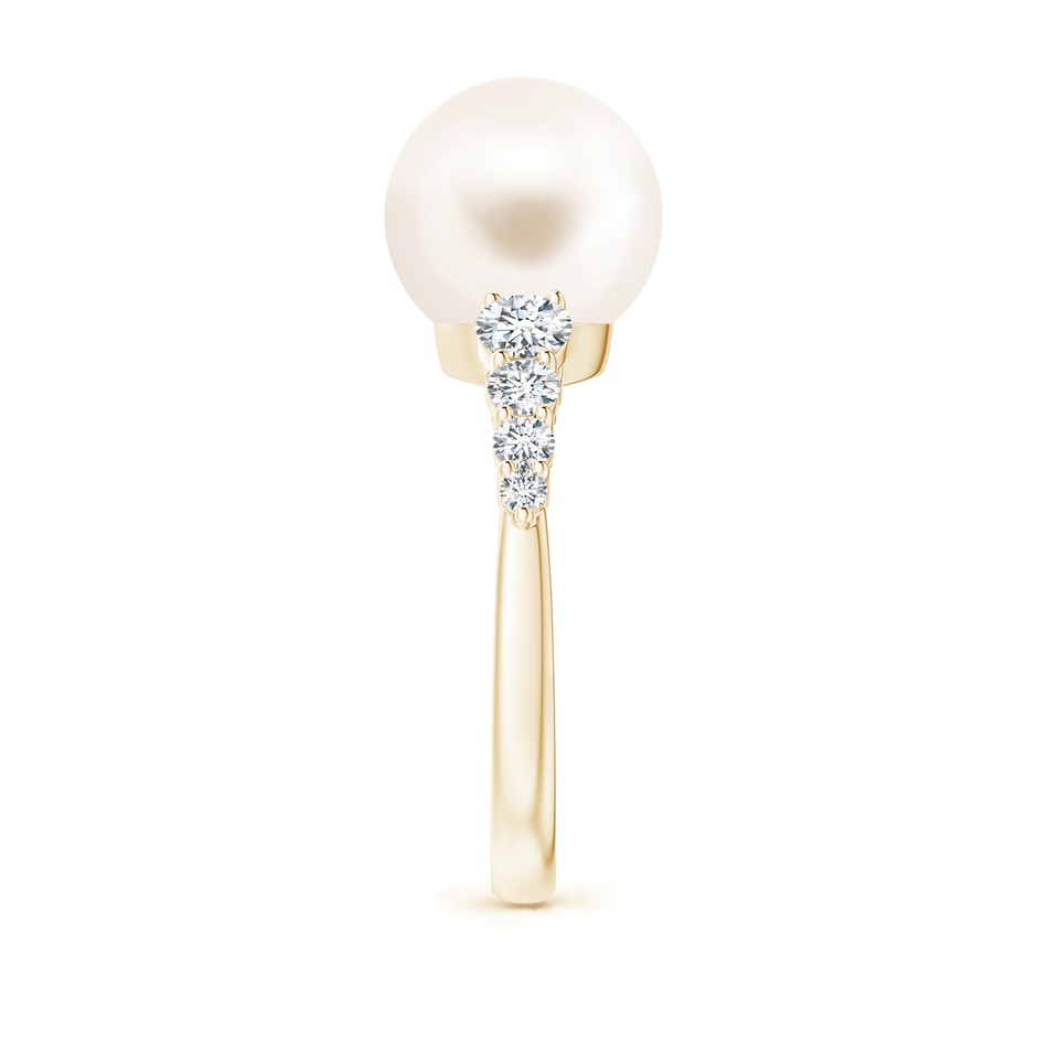 10mm AAA Freshwater Pearl Ring with Graduated Diamonds in Yellow Gold side 2