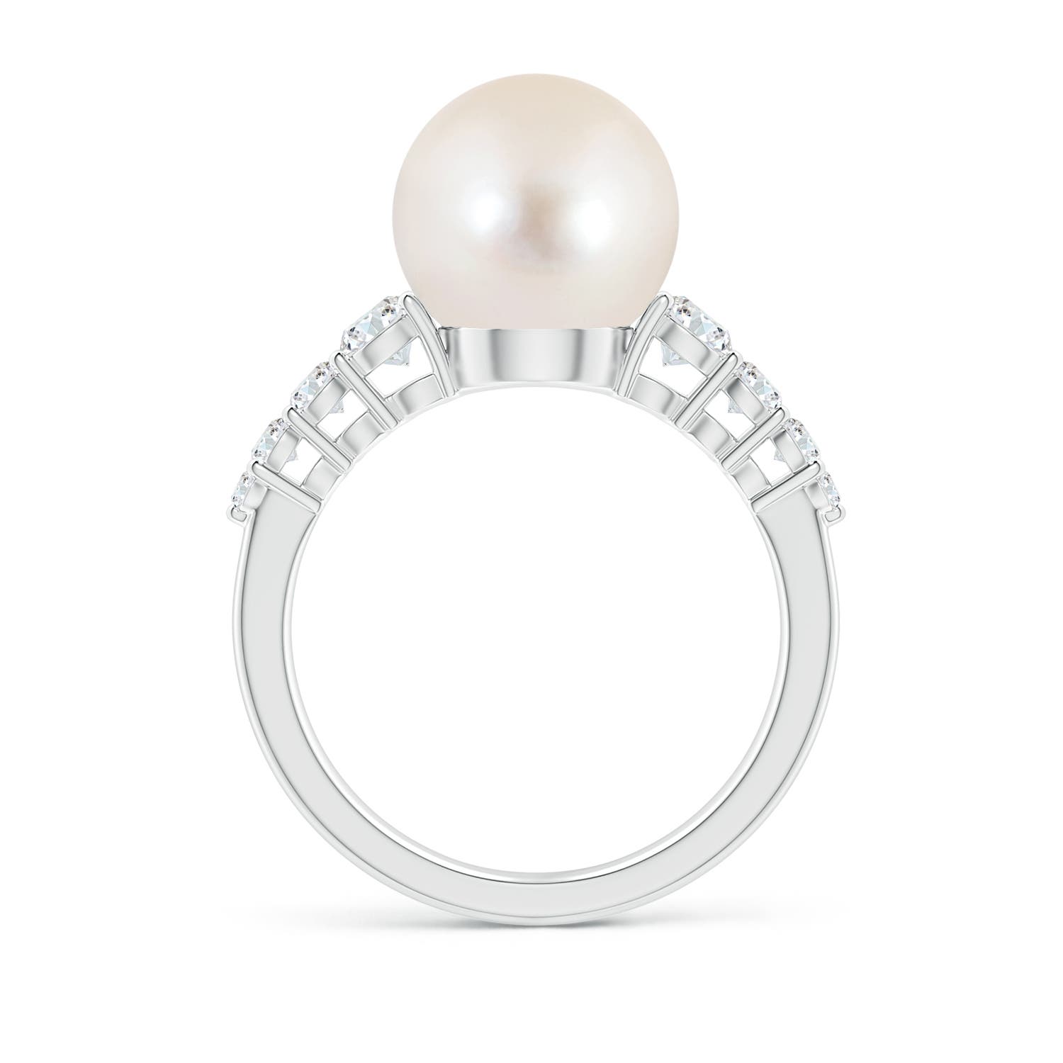 10mm AAAA Freshwater Pearl Ring with Graduated Diamonds in P950 Platinum