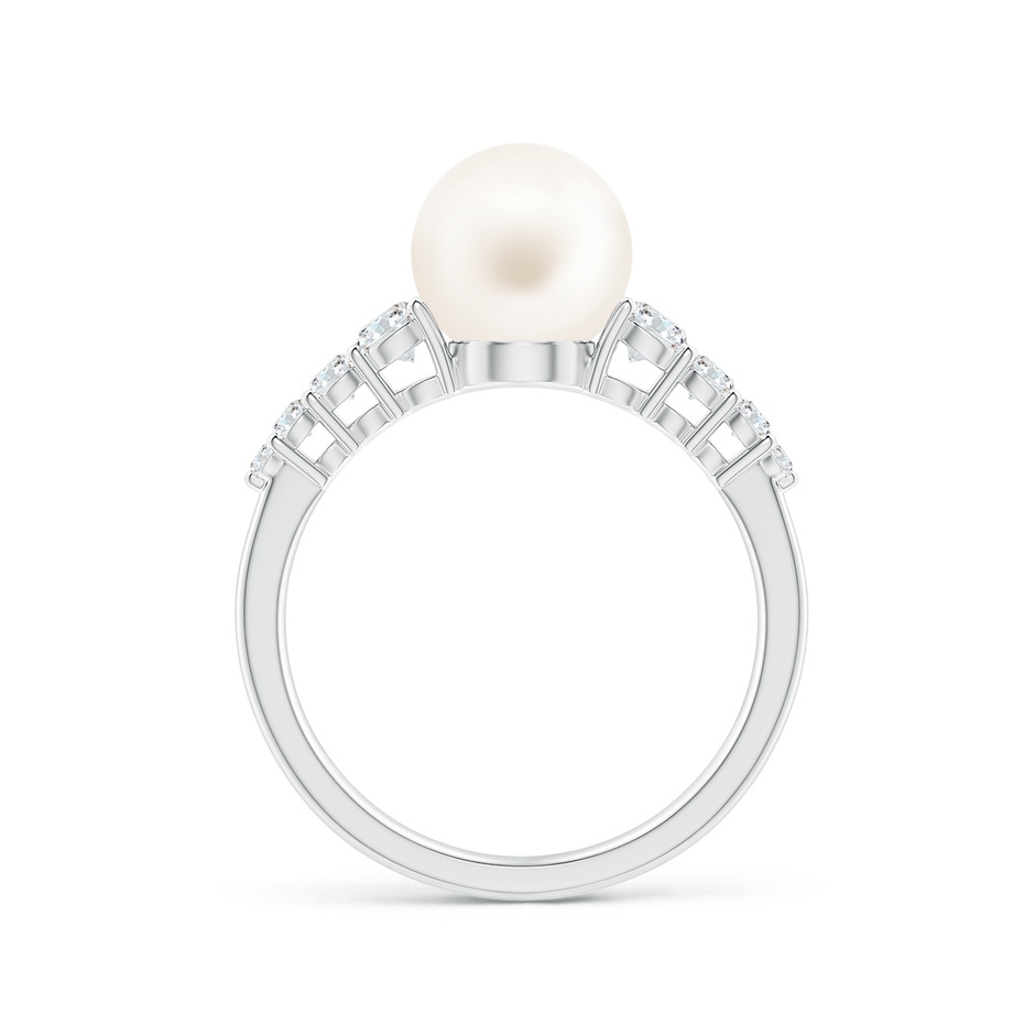 8mm AA Freshwater Pearl Ring with Graduated Diamonds in P950 Platinum side 1