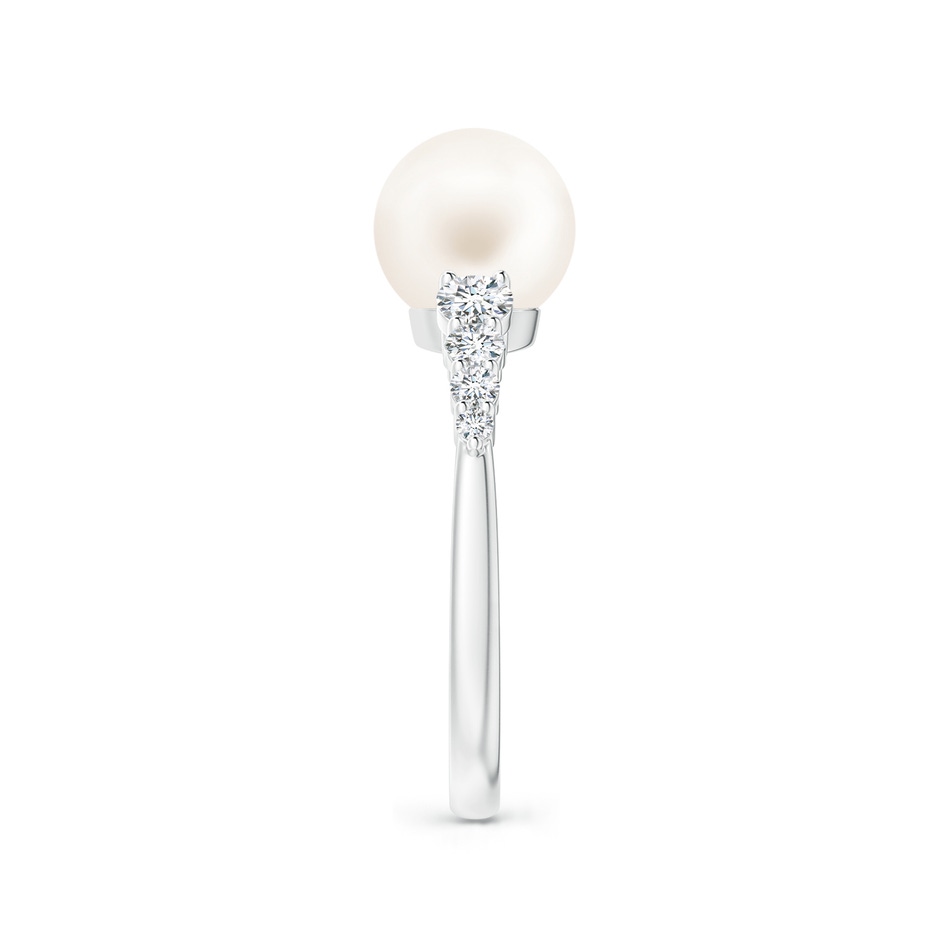 8mm AA Freshwater Pearl Ring with Graduated Diamonds in P950 Platinum side 2