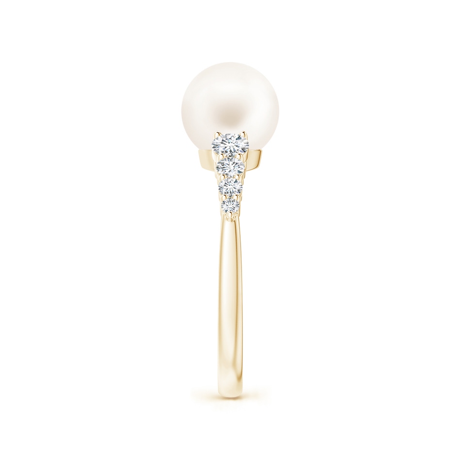 8mm AA Freshwater Pearl Ring with Graduated Diamonds in Yellow Gold side 2