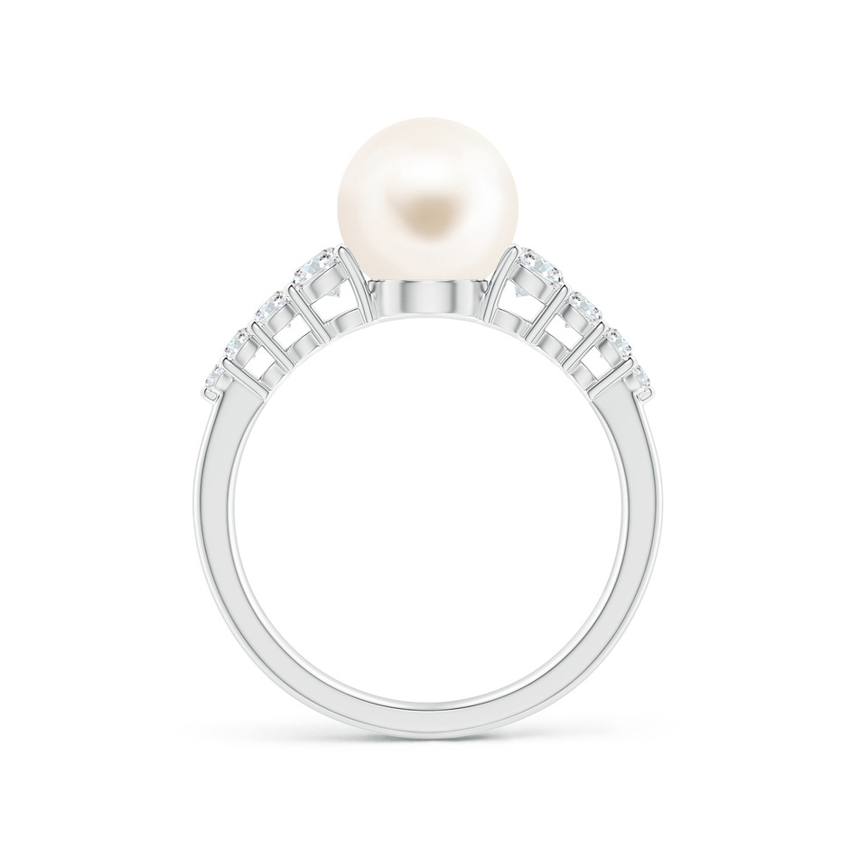 8mm AAA Freshwater Pearl Ring with Graduated Diamonds in P950 Platinum side 1