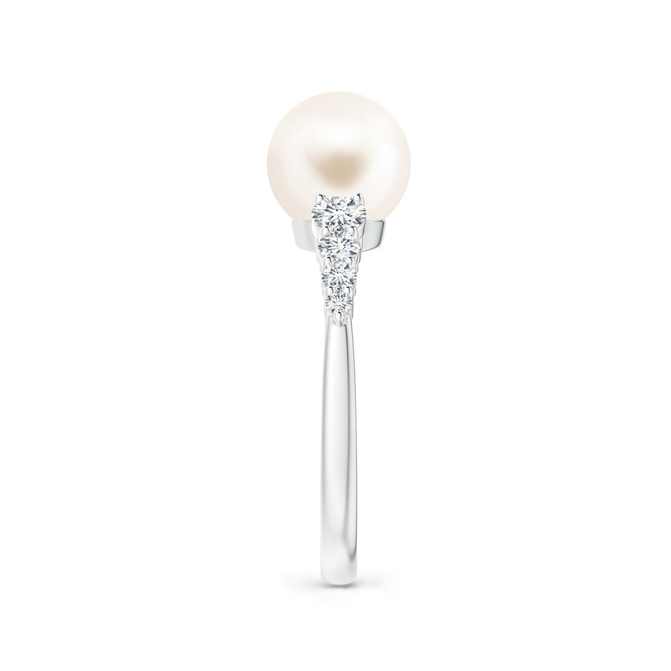 8mm AAA Freshwater Pearl Ring with Graduated Diamonds in P950 Platinum side 2