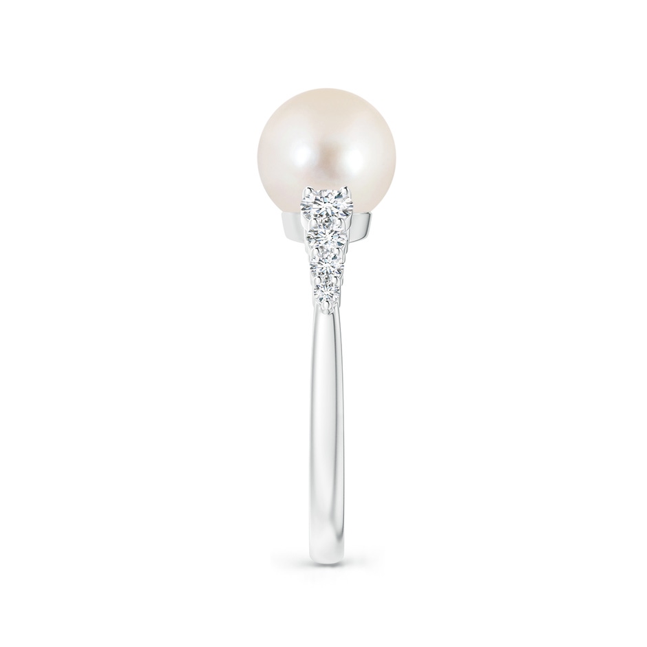 8mm AAAA Freshwater Pearl Ring with Graduated Diamonds in White Gold side 2
