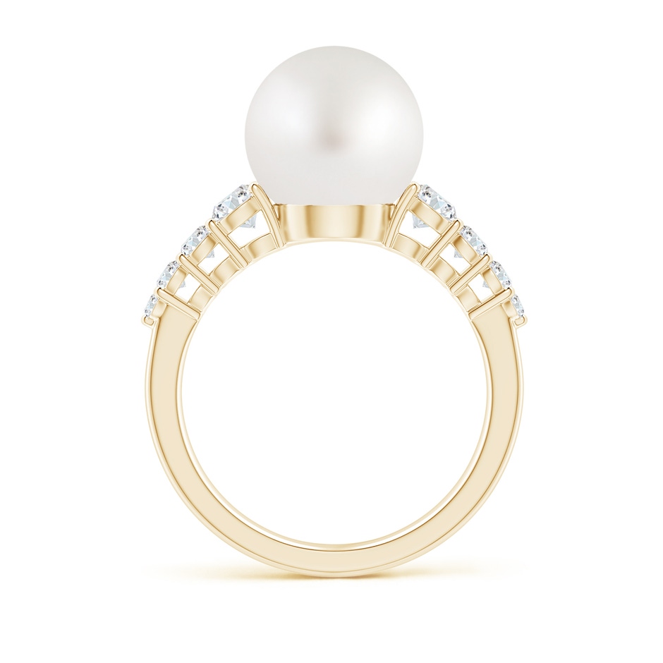 10mm AA South Sea Pearl Ring with Graduated Diamonds in Yellow Gold side 1