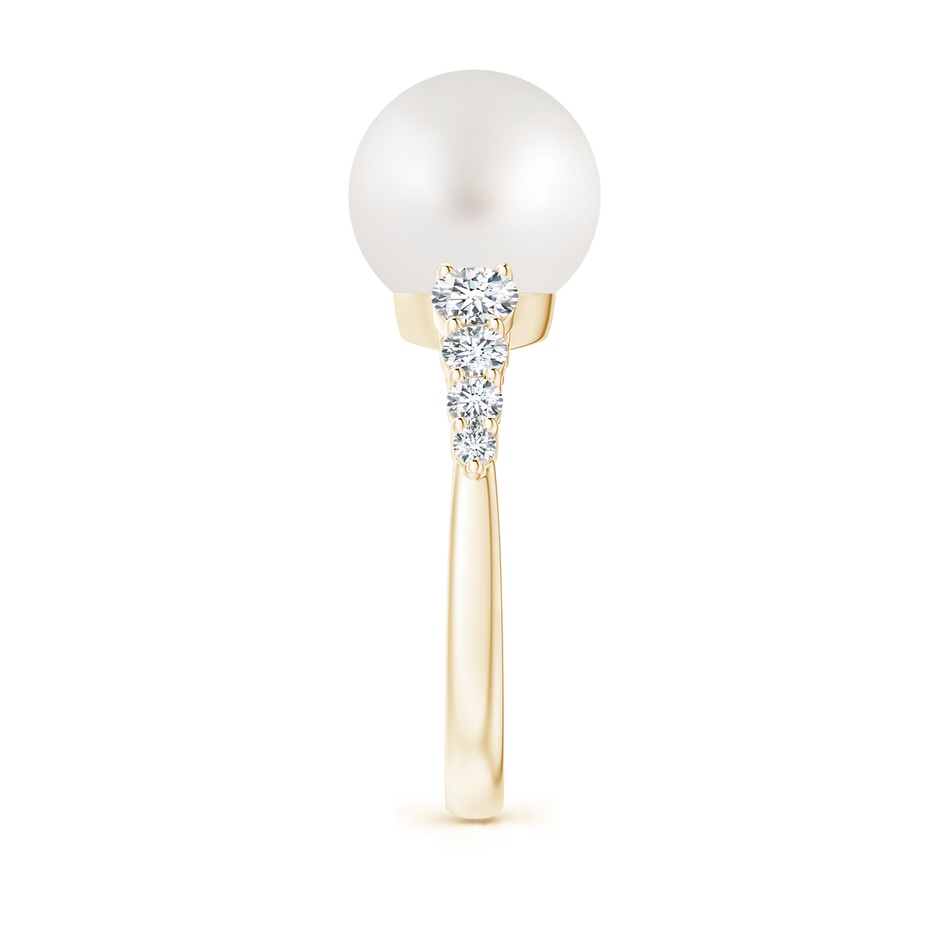 10mm AA South Sea Pearl Ring with Graduated Diamonds in Yellow Gold side 2