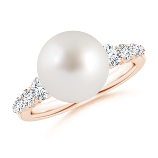 10mm AAA South Sea Pearl Ring with Graduated Diamonds in Rose Gold