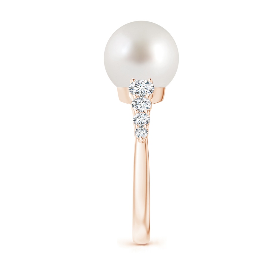 10mm AAA South Sea Pearl Ring with Graduated Diamonds in Rose Gold side 2