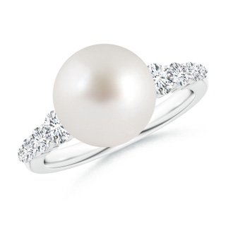 10mm AAA South Sea Pearl Ring with Graduated Diamonds in White Gold