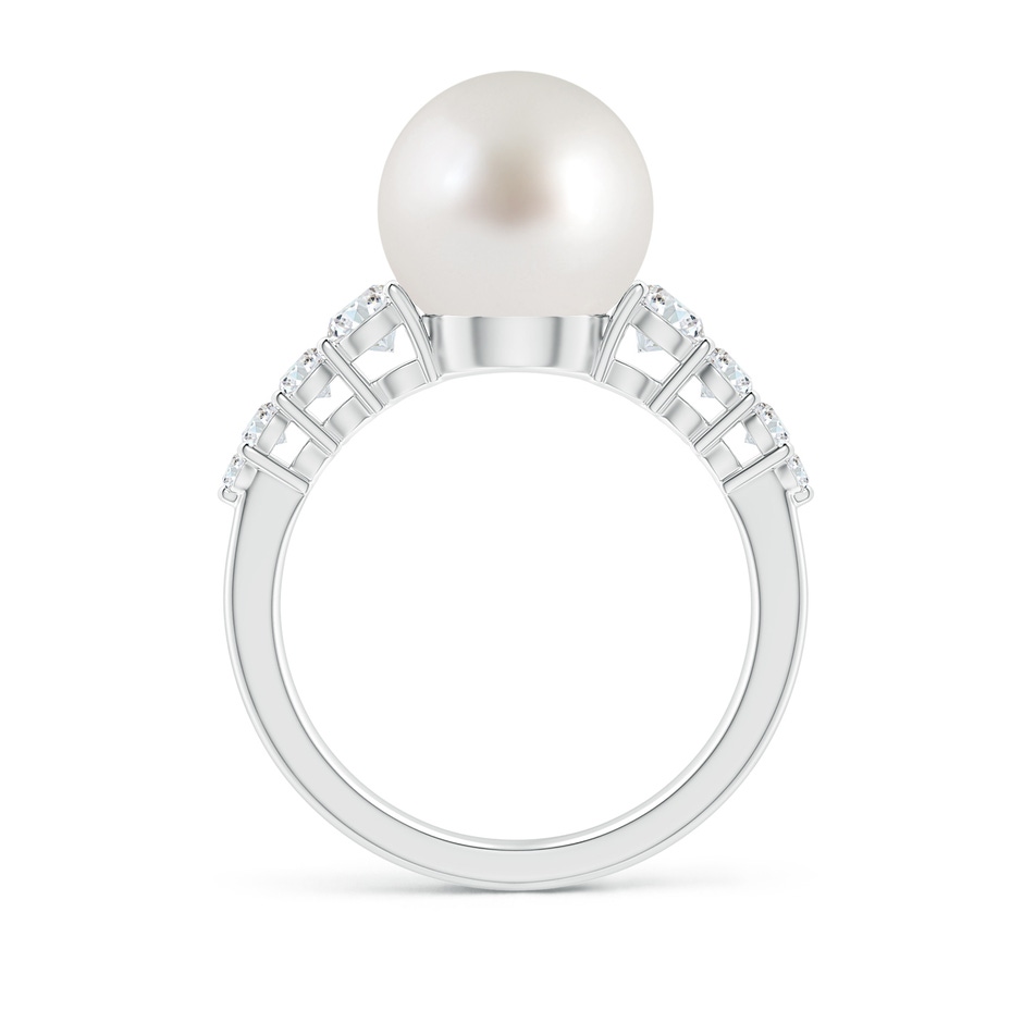 10mm AAA South Sea Pearl Ring with Graduated Diamonds in White Gold Side 1