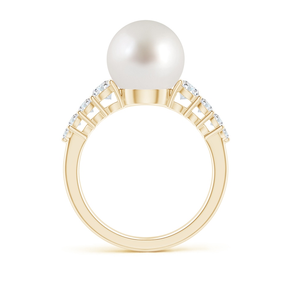 10mm AAA South Sea Pearl Ring with Graduated Diamonds in Yellow Gold side 1
