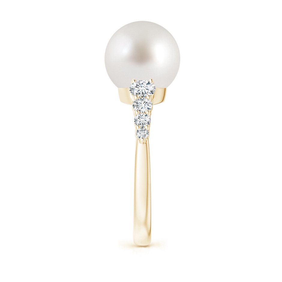 10mm AAA South Sea Pearl Ring with Graduated Diamonds in Yellow Gold side 2