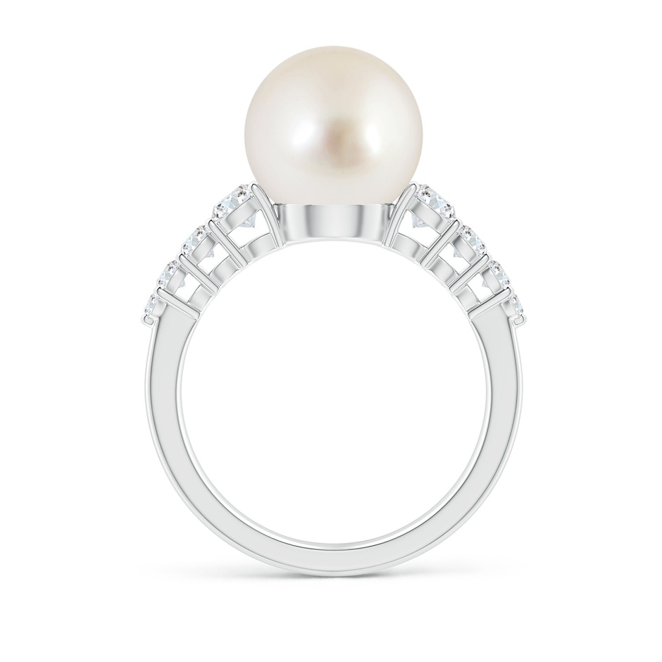 10mm AAAA South Sea Pearl Ring with Graduated Diamonds in P950 Platinum side 1