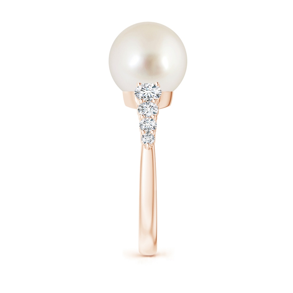 10mm AAAA South Sea Pearl Ring with Graduated Diamonds in Rose Gold side 2