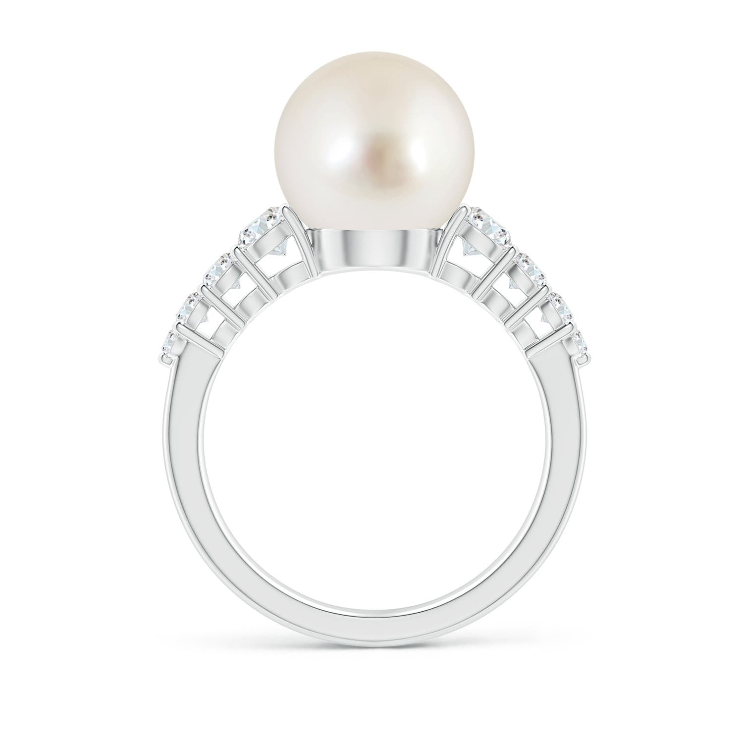 10mm AAAA South Sea Pearl Ring with Graduated Diamonds in White Gold