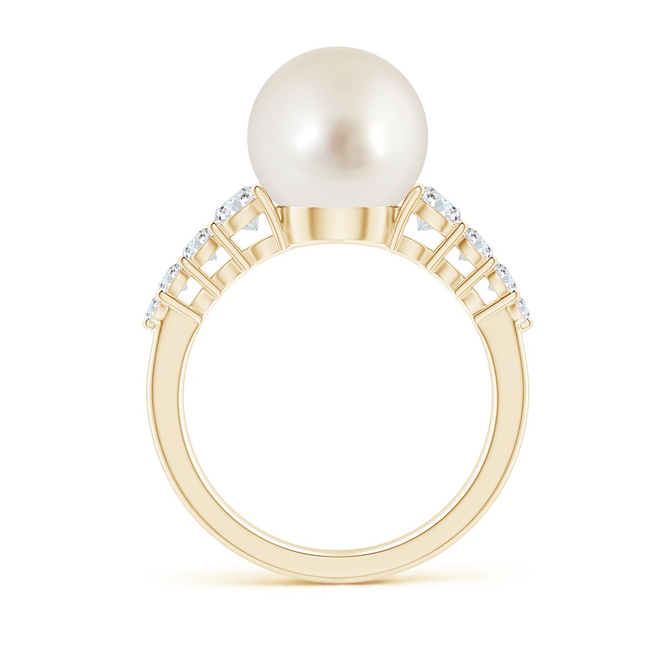 10mm AAAA South Sea Pearl Ring with Graduated Diamonds in Yellow Gold side 1
