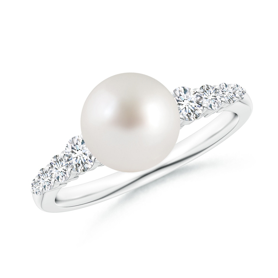 8mm AAA South Sea Pearl Ring with Graduated Diamonds in P950 Platinum 