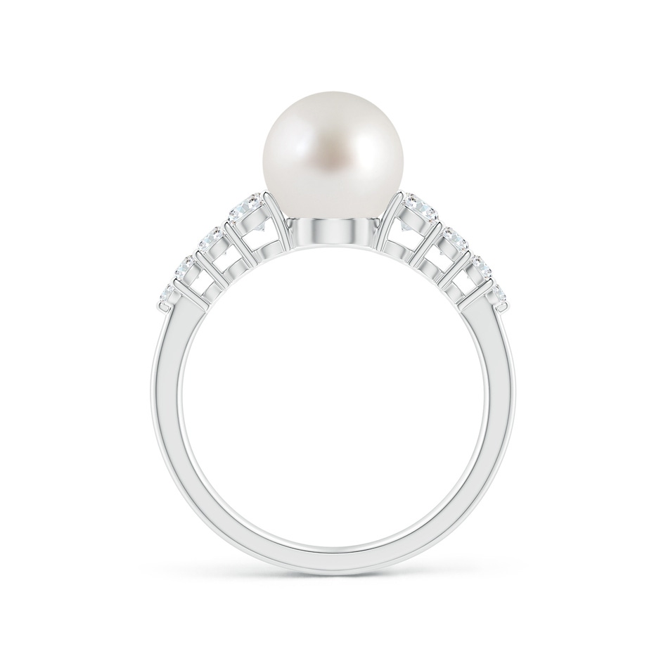 8mm AAA South Sea Pearl Ring with Graduated Diamonds in P950 Platinum side 1