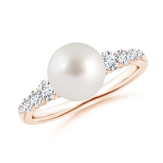 8mm AAA South Sea Pearl Ring with Graduated Diamonds in Rose Gold