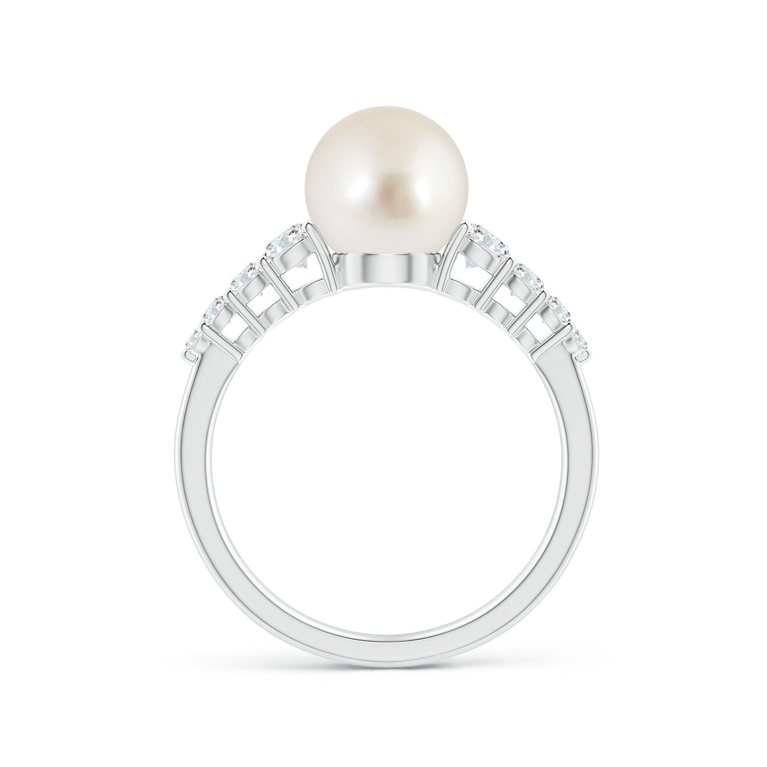 8mm AAAA South Sea Pearl Ring with Graduated Diamonds in P950 Platinum