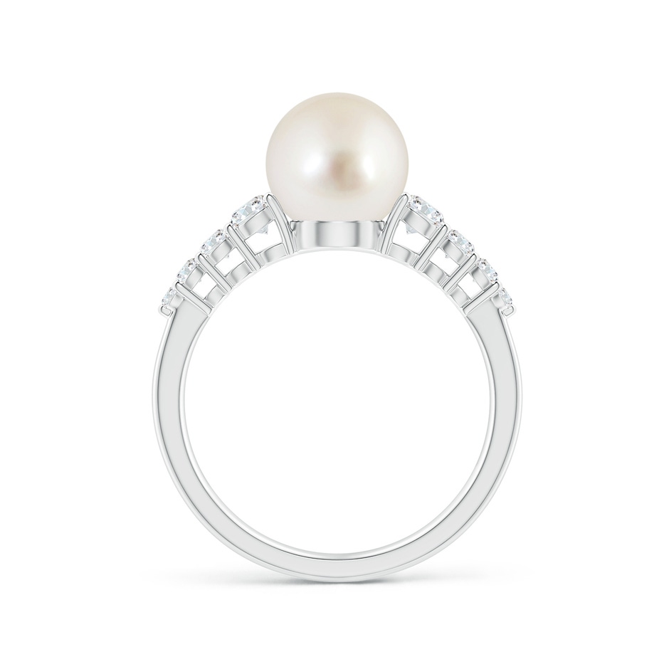 8mm AAAA South Sea Pearl Ring with Graduated Diamonds in P950 Platinum side 1