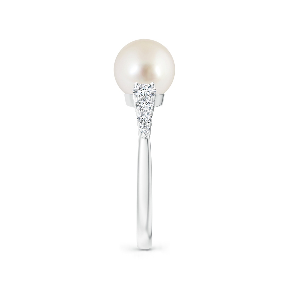 8mm AAAA South Sea Pearl Ring with Graduated Diamonds in P950 Platinum side 2