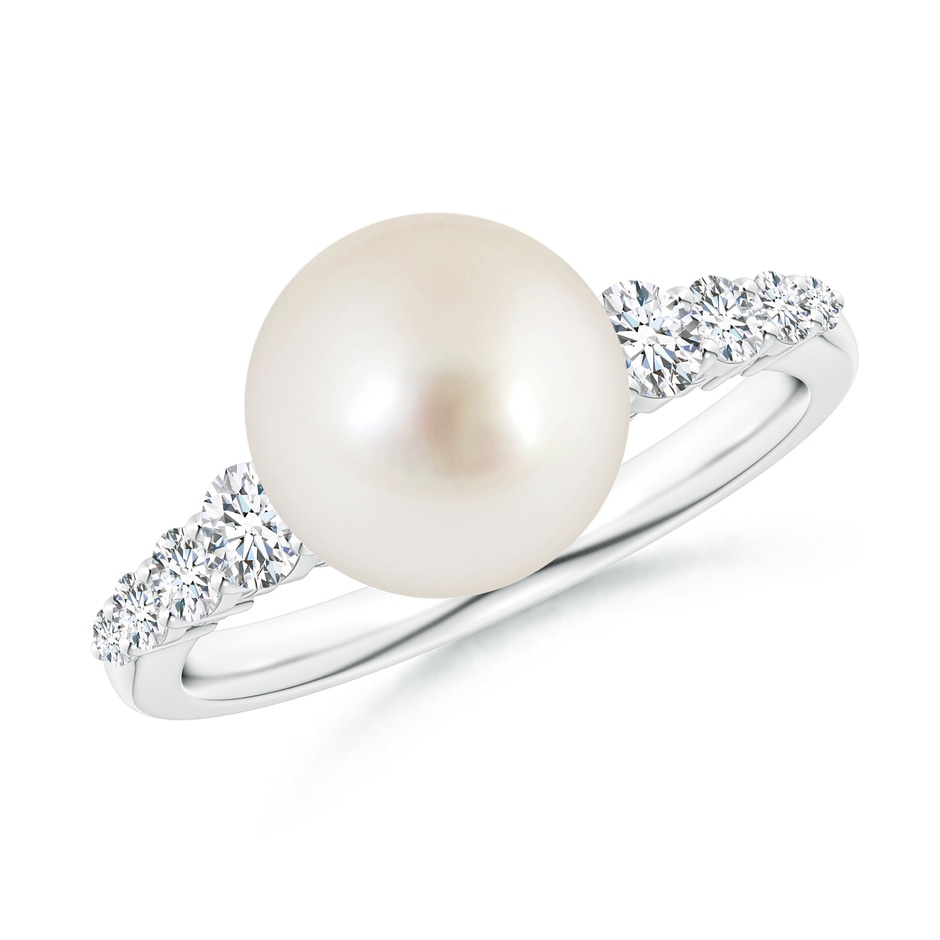 9mm AAAA South Sea Pearl Ring with Graduated Diamonds in P950 Platinum 