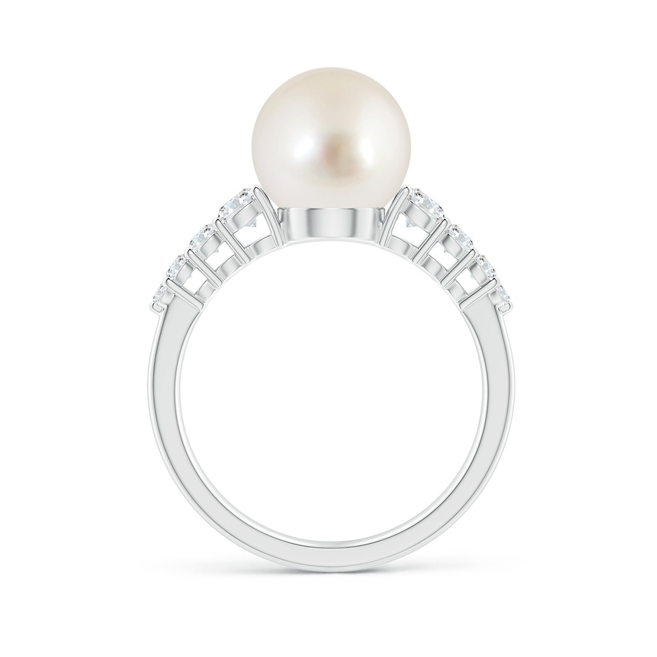 9mm AAAA South Sea Pearl Ring with Graduated Diamonds in P950 Platinum side 1